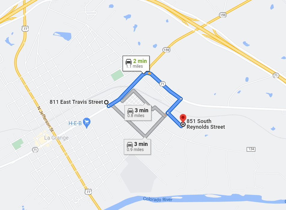811 E. Travis Street to 851 S. Reynolds Street Map Courtesy of Google