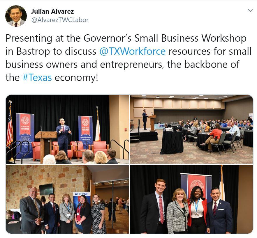 TWC Labor Commissioner Julian Alvarez Bastrop Tweet