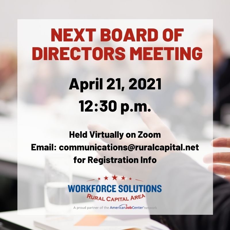 WSRCA Board of Directors Next Meeting on April 21, 2021