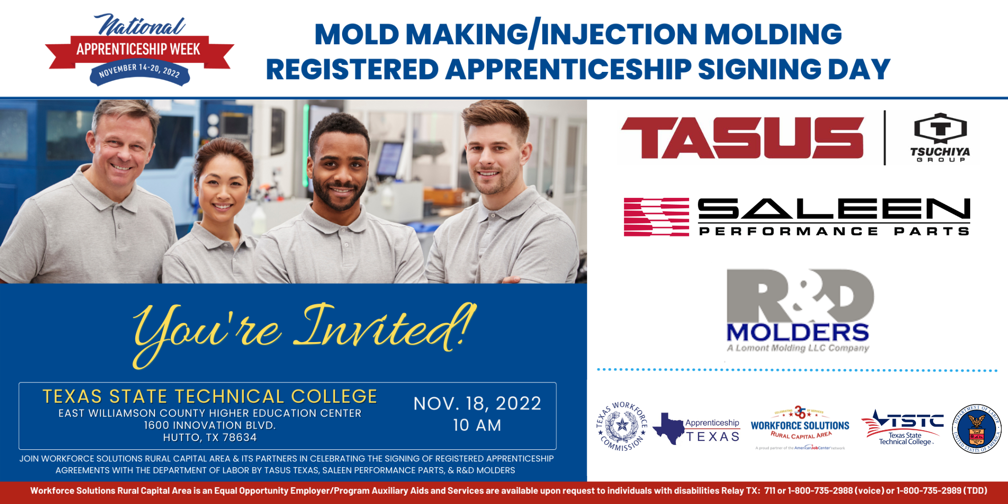 Mold Making/Injection Molding Registered Apprenticeship Signing Day