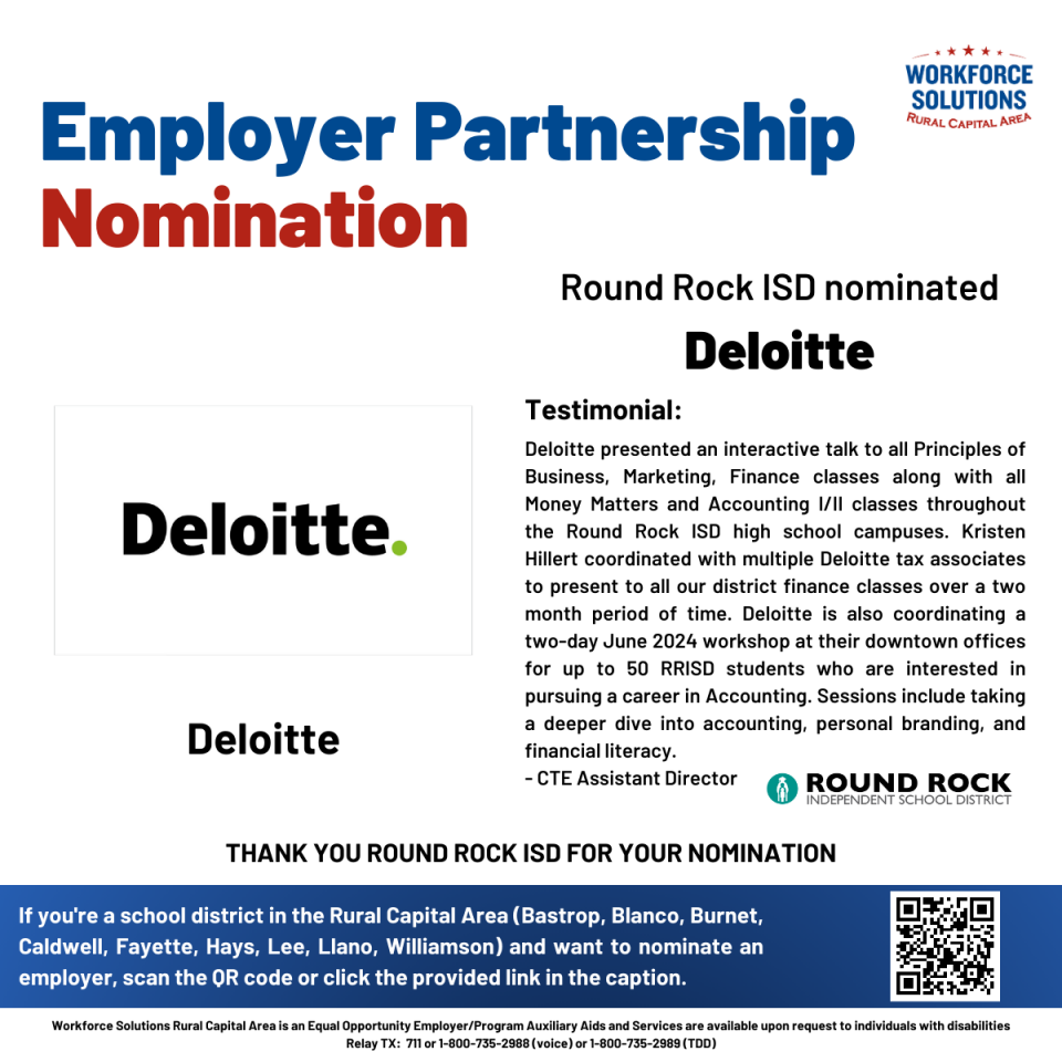 Deloitte: Empowering Tomorrow’s Financial Leaders in Round Rock ISD