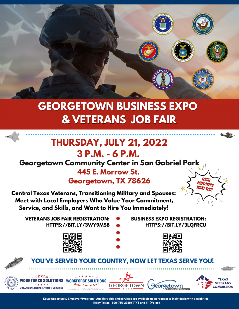 Local Employers Want You! Don't Miss the Georgetown Business Expo & Veterans Job Fair on July 21