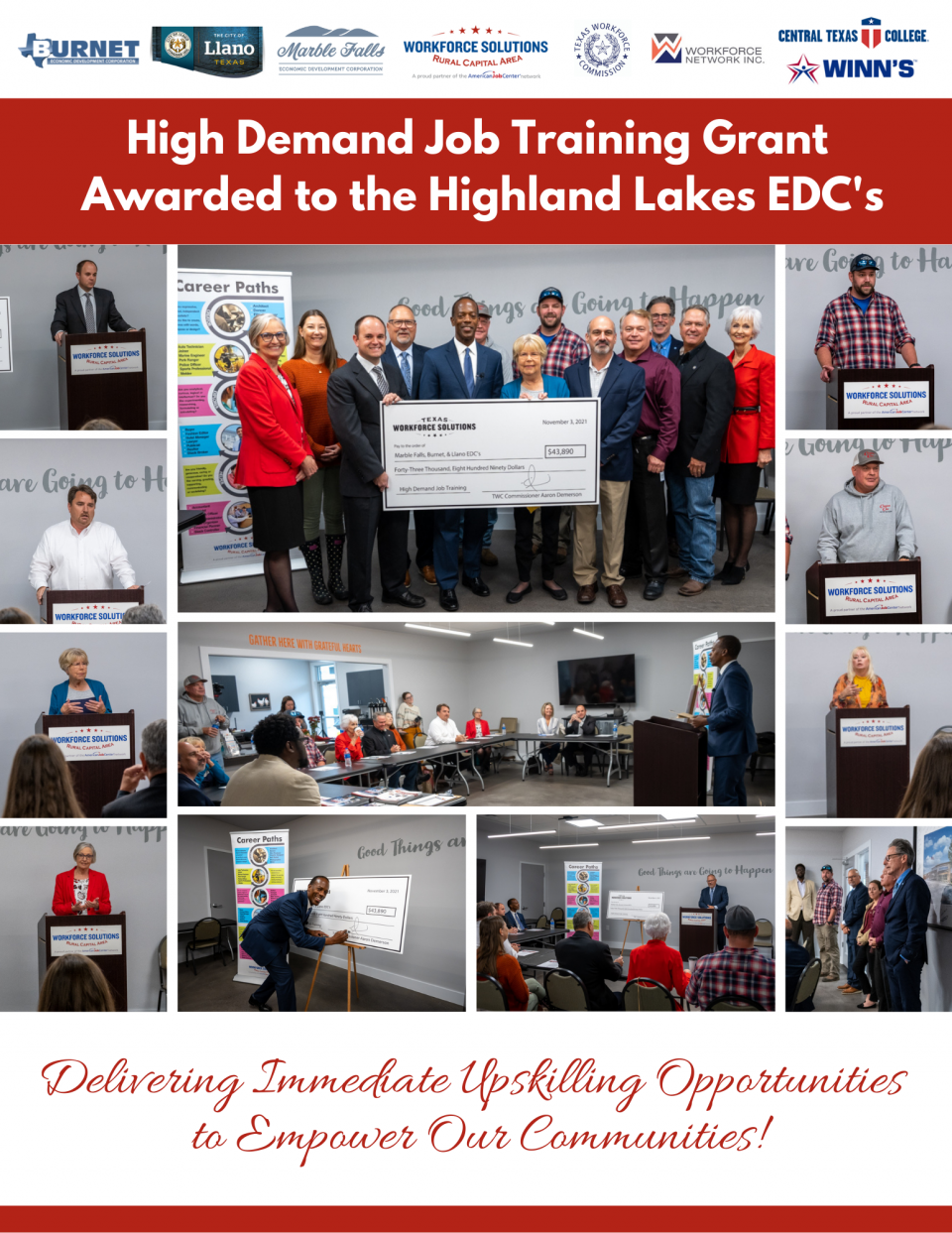 TWC Employer Commissioner Demerson Helps Present $43,890 High-Demand Job Training Grant Award to Highland Lakes EDC's