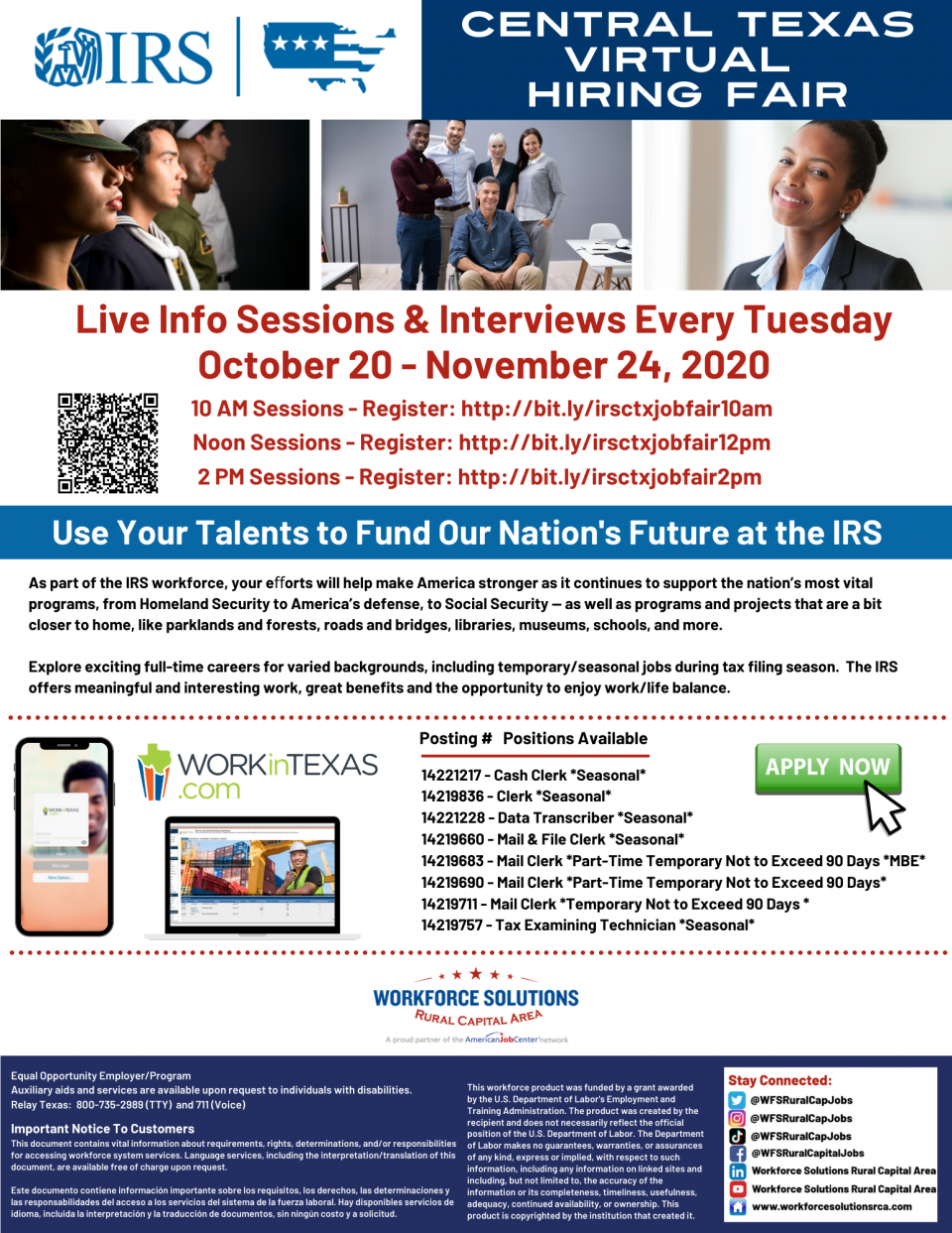 The IRS is Hiring in Central Texas! Virtual Career Fairs Offered Every