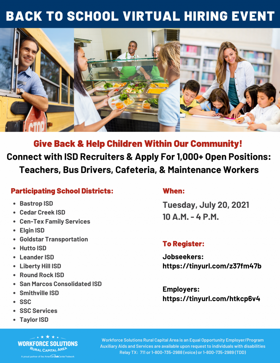 Support Your Community, Help Children, & Build a Career: Don't Miss the Back to School Virtual Hiring Event on Tuesday