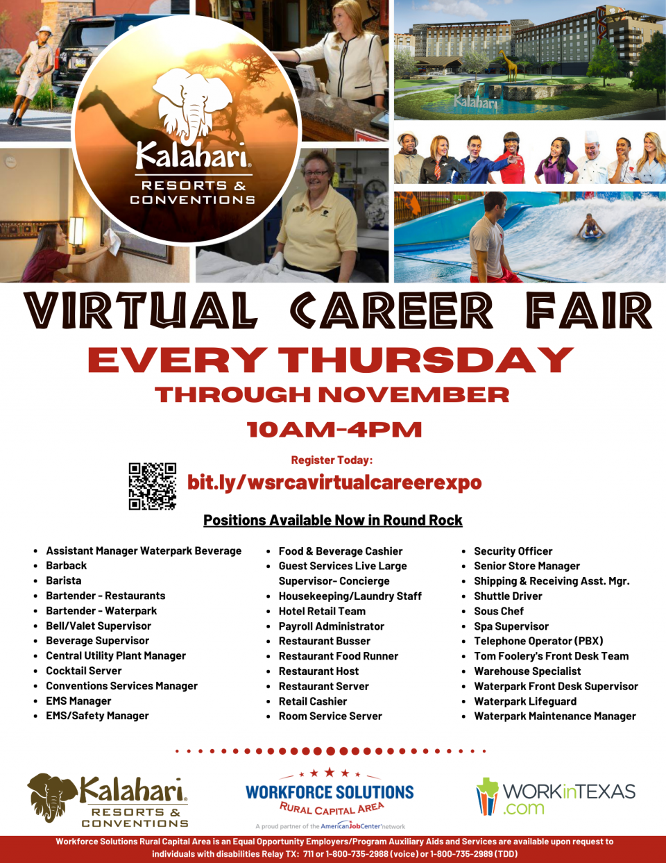 Don't Miss the Kalahari Resorts Virtual Career Fair Every Thursday Through November
