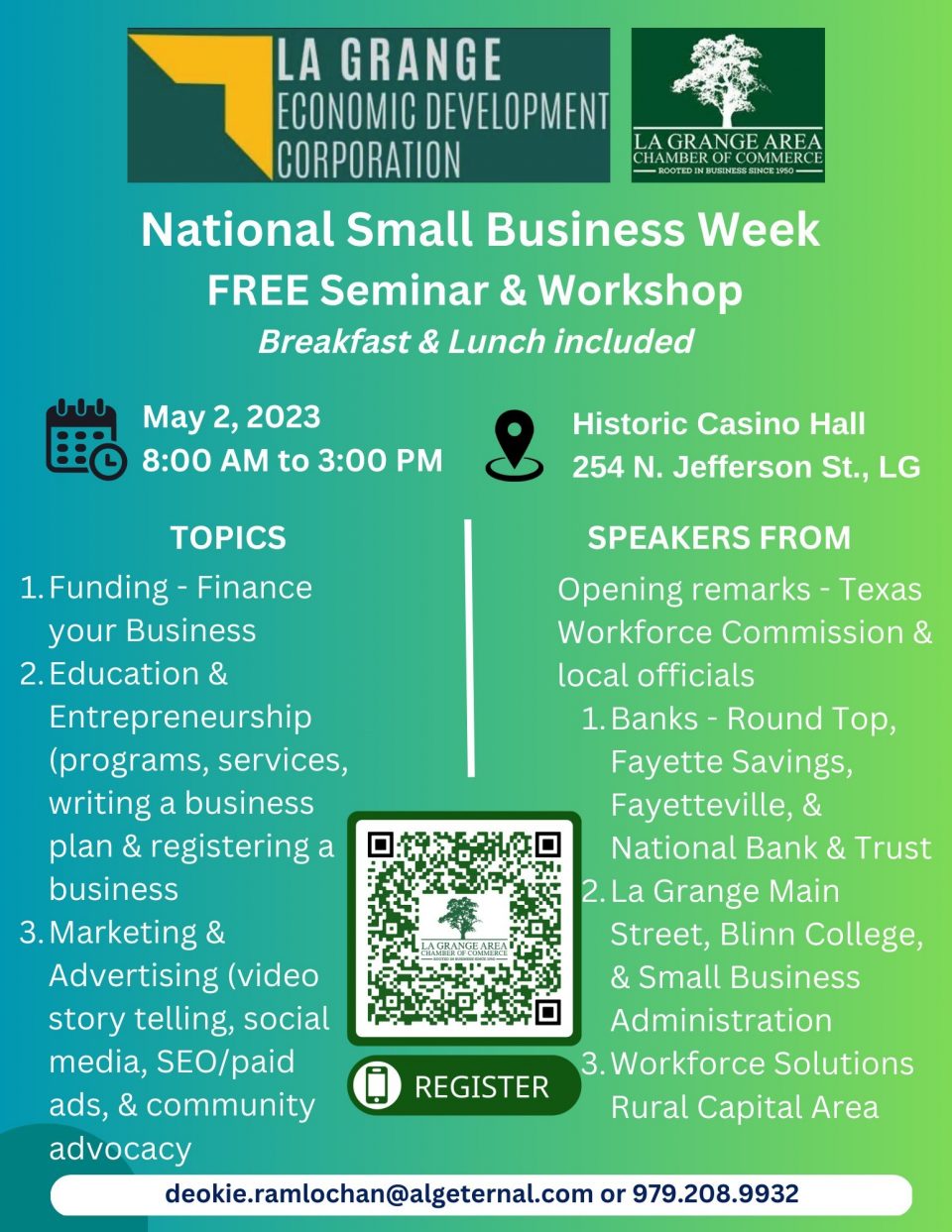 Attend a Free Seminar/Workshop on May 2 to Celebrate National Small Business Week
