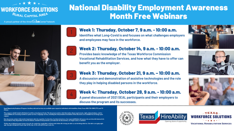 National Disability Employment Awareness Month Webinars
