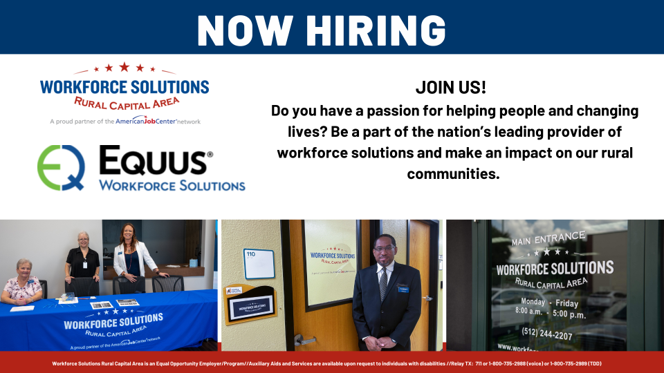 Change Lives: Workforce Solutions Rural Capital Area Is Hiring