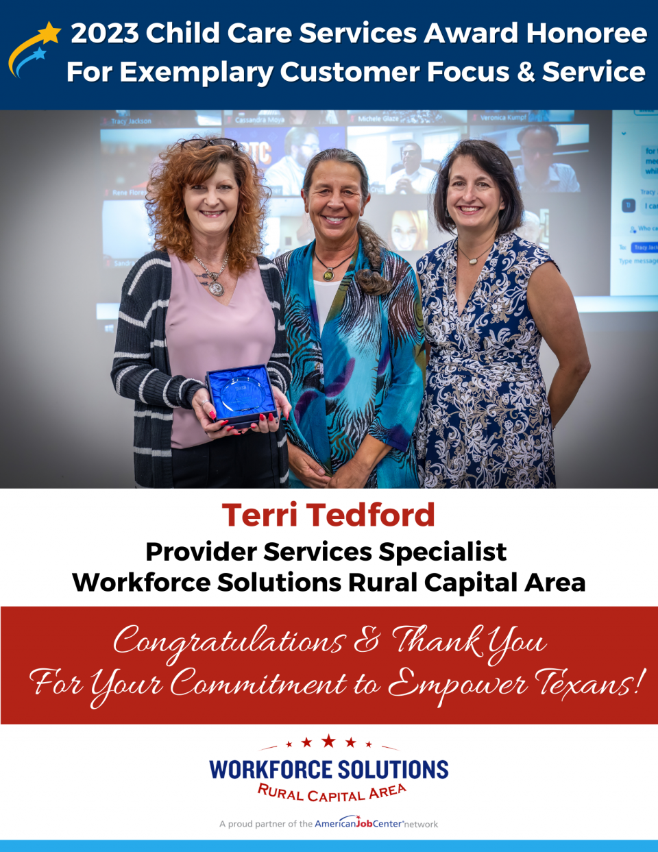 WSRCA Child Care Customer Services Award Terri Tedford