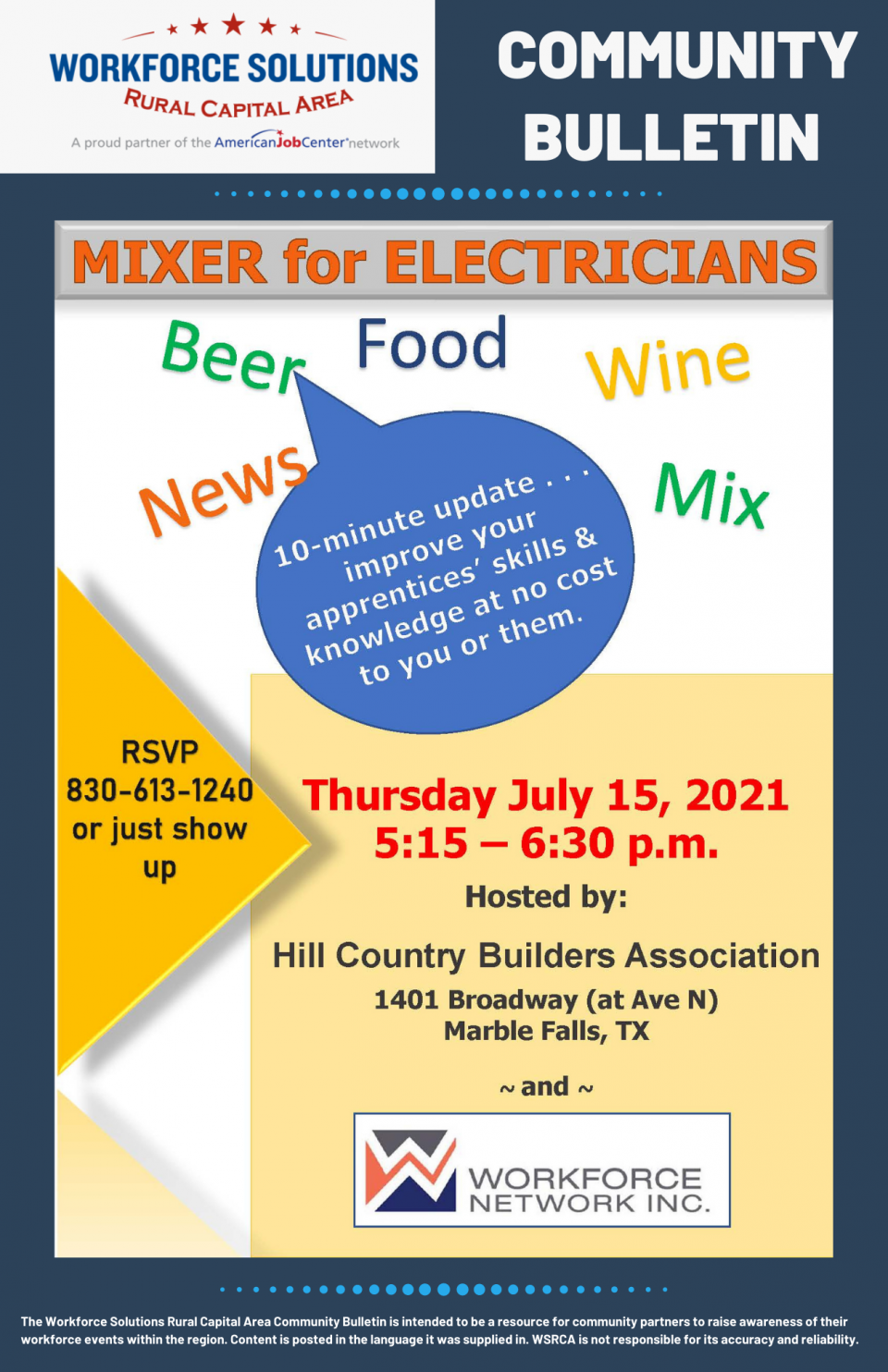 Electrical Apprentice Program Coming to the Highland Lakes: Attend the Mixer for Electricians on July 15 to Learn More About Building a Workforce Pipeline for your Business through Apprenticeship