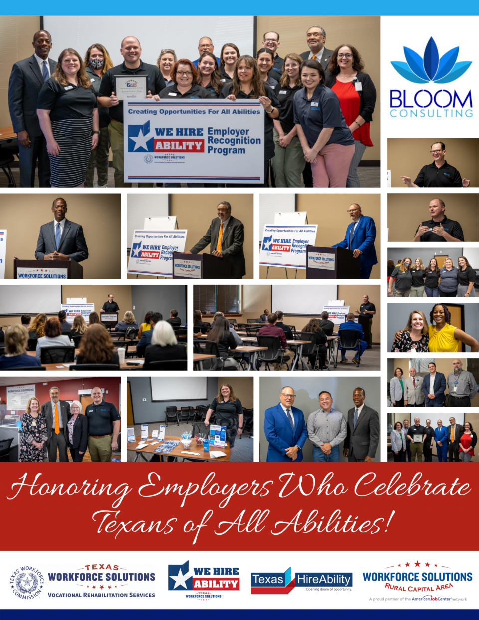 Bloom Consulting Honored as 'We Hire Ability' Employer at Round Rock Ceremony